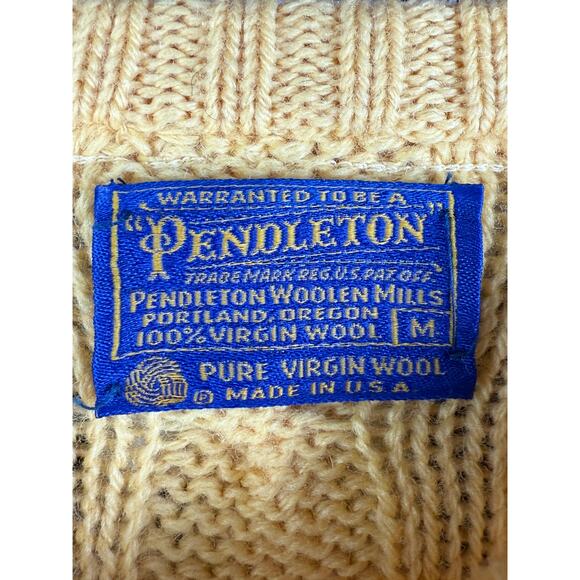 Pendleton Pure Virgin Wool Crewneck Sweater Pullover Vintage Yellow Mens Medium - Picture 3 of 6